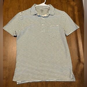 J Crew Knit Goods Green and White Striped Polo Size S